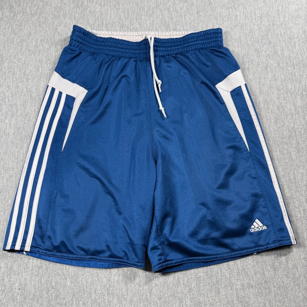 Adidas Shorts Mens L Blue Reversible Mesh Climalite Basketball Gym 30x8